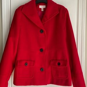 JM Collections Red Pea Coat XL